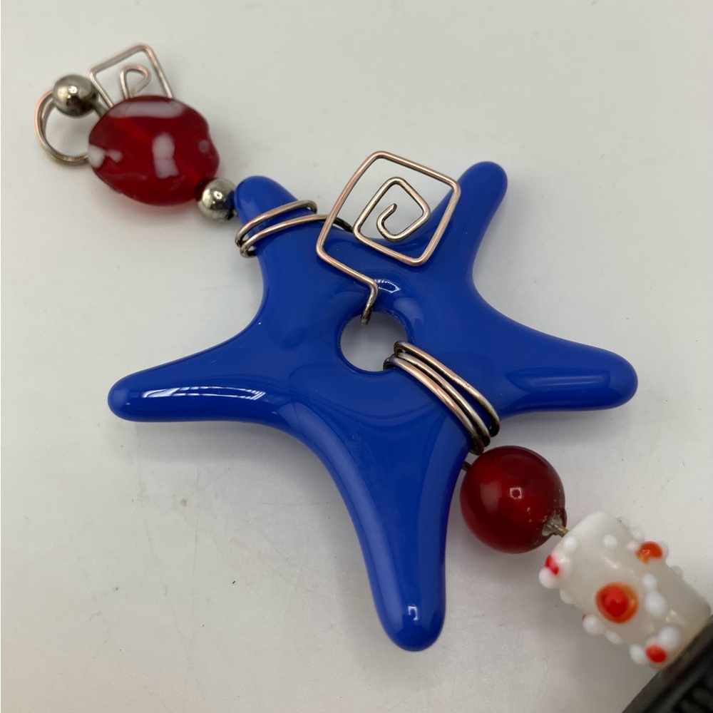 Hand Crafted Fused Glass Blue Star Wine/Olive Oil Bottle Stopper - Picture 5 of 6